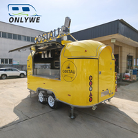 ONLYWE Chariot de restauration mobile 13 pieds pour BBQ, pizza, café, glaces, hot-dogs, avec cuisine complète