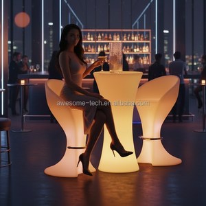 Juego de Muebles de Plástico para Jardín, Patio, Terraza, con Iluminación LED, Mesa de Bar Alta, Sillas y Sofá, para Fiestas y Eventos - Product Image 1