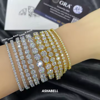 Bracelet Tennis Moissanite GRA Prêt à Expédier, Bracelet Moissanite Ice Out en Argent 925, Chaîne Tennis Moissanite Hiphop pour Hommes et Femmes