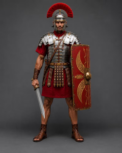 Ensemble d'armure en acier de centurion romain avec casque et bouclier, moulage 3D, costume de légionnaire médiéval pour reconstitution historique et exposition - Product Image 2