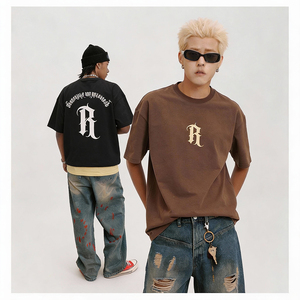 T-shirt en coton uni pour homme, été 2026, nouveau style classique, coupe ample, manches courtes, marque de mode streetwear, style décontracté, 230 grammes, numérique - Product Image 2