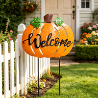 Panneau métallique d'extérieur Citrouille pour la récolte d'automne, décoration de jardin et pelouse, OEM ODM bienvenus