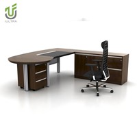 Bureau de direction modulaire IULTRA CEO en placage de bois rouge, table de bureau moderne de luxe en forme de L avec rangement, caractéristiques écologiques, haute qualité
