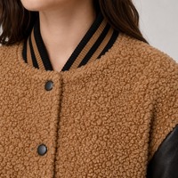 Veste de baseball unisexe en cuir vintage et polaire Sherpa de haute qualité, personnalisable avec logo OEM XUFEI