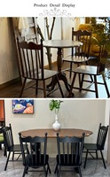 Chaise de restaurant occidentale américaine DISHI, style rétro, combinaison table de café, chaise commerciale en bois massif de style mi-antique
