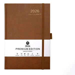 Agenda 2026 en cuir, reliure cousue, format A5, calendrier d'efficacité, livre de stock, agenda anglais transfrontalier, personnalisation - Product Image 4