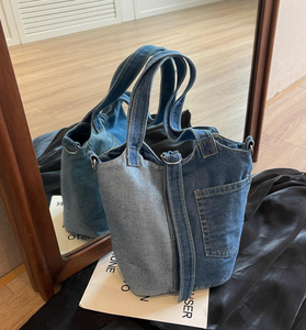 Wallet and handbag, Korean <b>canvas</b> denim handbag, women's casual handbag, water bucket, women's shopping <b>bag</b> - Product Image 5