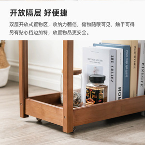 Table d'appoint en bois avec étagère de rangement pour salon, utilisation en coin de canapé, petite table basse mobile marron - Product Image 4