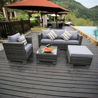 Ensemble de canapés d'extérieur en rotin contemporain de haute qualité avec table basse, résistant à l'eau et durable, idéal pour salon, jardin, terrasse et hôtel