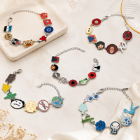 Nuevo Diseño Pulsera de Cadena con Dijes de Mano para Parejas, Estilo Hip-hop, Álbum de Cantante, Oso Kawaii, Bañado en Platino, Joyería de Moda para Hombre y Mujer