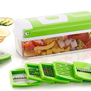 <b>Manual</b> Vegetable <b>Chopper</b> With Container Green Plastic Kitchen <b>Food</b> Cutter vegetable slicer machine sets kitchen gadgets - Product Image 1
