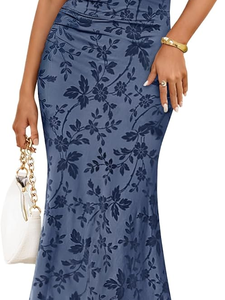 Vestido de Verano Ecológico Antiarrugas con Lentejuelas Doradas Brillantes, Cuello Cuadrado, Mini, Sin Mangas, Sexy, Espalda Descubierta, Estampado Floral y Cintura Alta Tipo Lápiz - Product Image 1