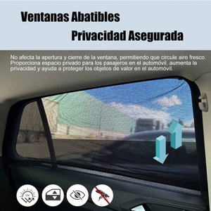 Set di parasole per finestrino auto in 2 pezzi, tendine per parabrezza anteriore e posteriore, per cinturini in Velcro, materiale in rete per protezione solare - Product Image 2