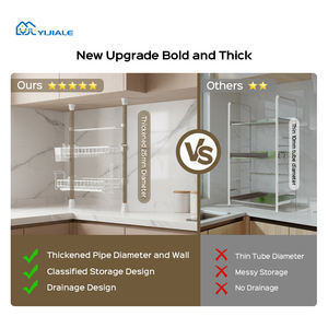 Escurridor de Platos de Cocina YIJIALE, Ahorrador de Espacio, 2 Niveles, Blanco, Ajustable, de Acero Inoxidable, con Tensión, Metálico, para Almacenamiento del Hogar - Product Image 3