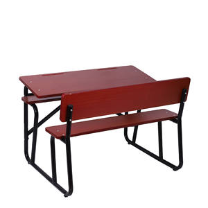 Großhandel Moderne Klassenzimmermöbel Schülerstuhl und Tisch Holz <span class=keywords><strong>3</strong></span>-Sitzer Schulbank mit Stahlrahmen - Product Image 1