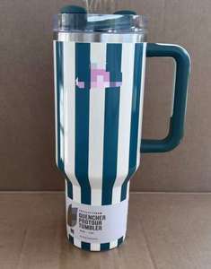 1:1 Stainless Steel Insulated Zebra Stripes <strong>Mug</strong> 40 Oz Double Wall Vacuum <strong>Mug</strong> Cup Thermoses Cup <strong>With</strong> <strong>Handle</strong> and Straw - Product Image 2