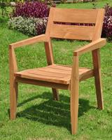 Meubles en teck MORE DESIGN, dossier en osier avec coussins imperméables, chaise de jardin en bois pour terrasse, salle à manger en plein air