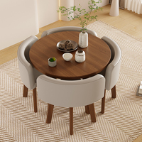 Nouvelle table basse et ensemble de chaises en bois massif et marbre circulaires pour le salon