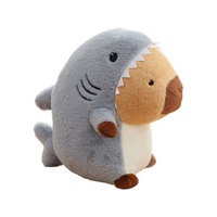 Nouveaux jouets en peluche personnalisables en tissu doux, vente en gros de requins et capybaras avec rembourrage en coton PP, 14 ans et plus, hauteur 31-50 cm