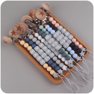 Kaiyue Offres Spéciales sans BPA perles de silicone de qualité alimentaire chaîne de sucette pour bébé pince en bois pince à sucette Portable - Product Image 4
