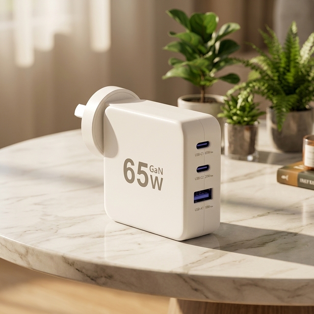 65W GaN Fast Charger 3 Ports PD QC3.0 USB C Wall Charger Power Adapter for iPhone Samsung MacBook Laptop