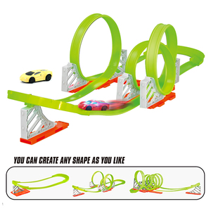 Nouvel ensemble de voitures télécommandées DIY avec piste de course à 360 degrés, 2,4 GHz, recharge USB, construisez votre propre circuit de course, jouet pour enfants - Product Image 1