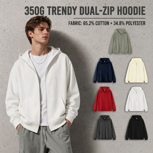 Sweat à capuche zippé personnalisé pour homme, logo sur mesure, vente en gros, haute qualité, poids lourd, plusieurs couleurs, coupe oversize - Product Image 1
