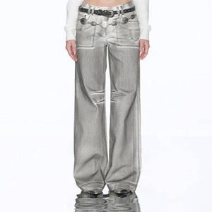 กางเกงยีนส์ทรงหลวมสไตล์วินเทจ Cyberpunk สีเงิน คุณภาพสูง รุ่น Y2K สำหรับผู้หญิง ปี 2024 จากแบรนด์ดีไซเนอร์เสื้อผ้า - Product Image 4