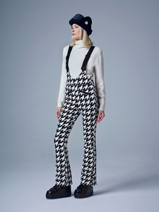 Pantalones de Esquí para <span class=keywords><strong>Mujer</strong></span>, <span class=keywords><strong>con</strong></span> <span class=keywords><strong>Tirantes</strong></span>, Cintura Alta, Alta Elasticidad, Diseño de Pata de Gallo, Impermeables, Forrados de Felpa, Retro, Ajustados, Moldeadores, 100% - Product Image 2