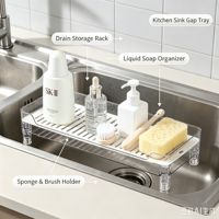 Organisateur latéral pour lavabo de salle de bain, plateau de drainage étroit, support de rangement pour flacons de soins de la peau