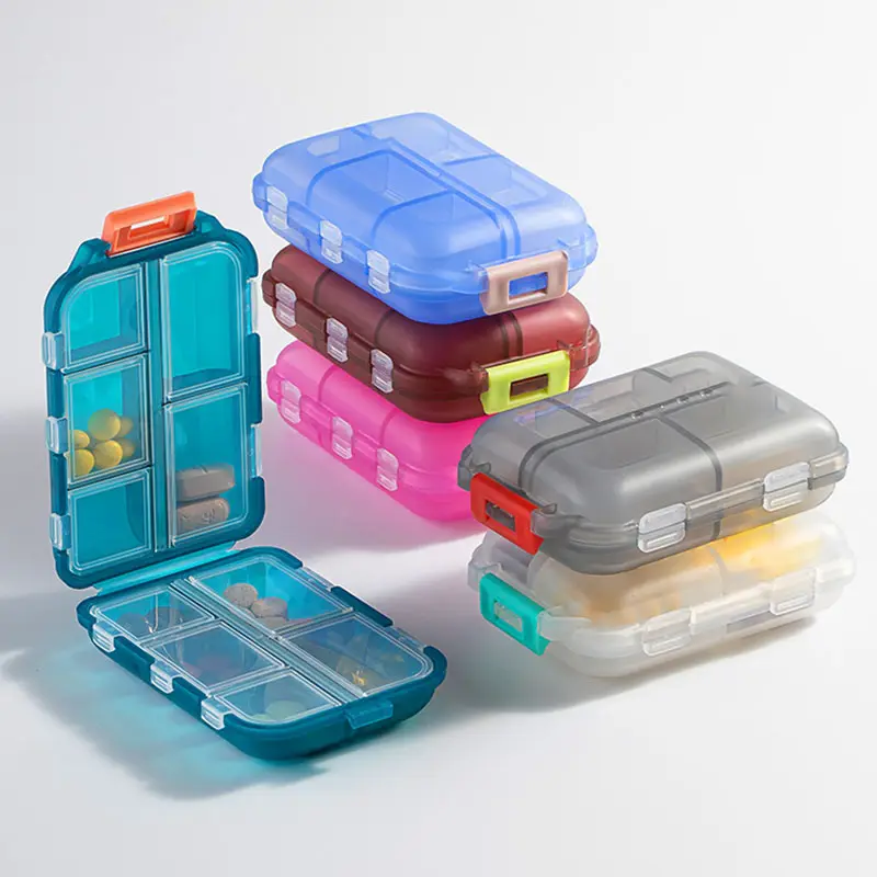 Pill Case Portable Small Weekly Travel Pill Organizer Portable Pocket Pill Box Dispenser For Purse Vitamin Fish Oil