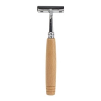 Rasoir de sécurité à Double lame portable, manche en bois naturel, rasage