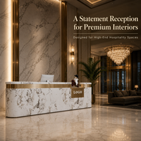 Bureau de réception luxueux haut de gamme en MDF avec un design minimaliste et moderne pour les espaces commerciaux, les bureaux, les hôtels, les studios