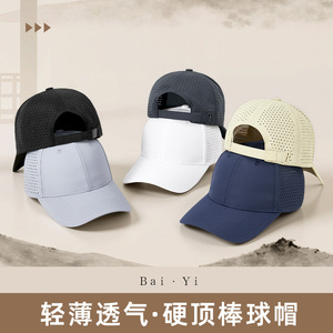Unisex Baseball Cap Nylon Mesh Breathable Quick Drying Sun Protection Hat Solid Color Black - Product Image 2
