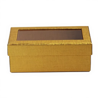 Boîte d'emballage de luxe en carton rigide doré, laminage brillant, faite à la main, écologique, imperméable, pour desserts, baklava, biscuits, boîte à clapet