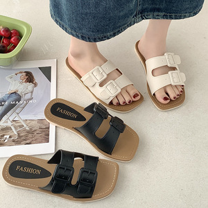 รองเท้าแตะสำหรับคนขี้เกียจสำหรับใส่กลางแจ้ง รองเท้าผู้หญิงสำหรับฤดูร้อนที่มีสไตล์พร้อมเทรนด์แฟชั่นที่ทันสมัย ใส่ได้หลากหลายและมีคุณสมบัติกันลื่น - Product Image 3