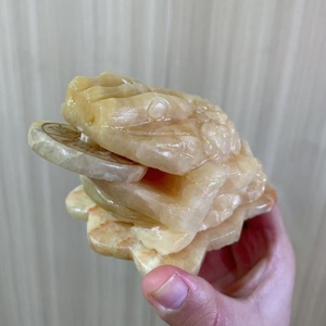 Wholesale Natural <strong>Stone</strong> Carved Yellow Green <strong>Jade</strong> Money Frog Carving Crystal Craft for Gift Decoration - Product Image 4
