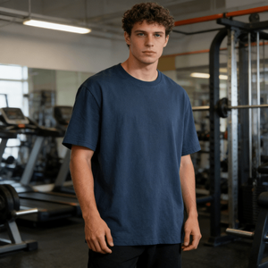 T-shirt unisexe en coton respirant, col rond, coupe ample, 180g, tricoté pour homme, vêtements de sport, fabrication sur mesure - Product Image 4