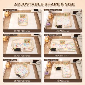 Grand parc en bois pour bébés tout-petits Caractéristiques de sécurité Barrière de jeu intérieure/extérieure pour chambre à coucher-Plastique Métal - Product Image 2