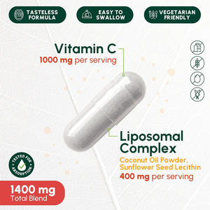 Capsules <span class=keywords><strong>de</strong></span> Vitamine C Liposomale 1400mg Marque Blanche OEM, Lécithine <span class=keywords><strong>de</strong></span> Tournesol MCT, Haute Absorption, Antioxydant, Énergie, Immunité Adulte - Product Image 2
