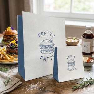 Bolsa de Papel Kraft con Logotipo Personalizado, Bolsa SOS sin Asas para Comida Rápida, Hamburguesas, Papas Fritas, Bolsa de Embalaje para Llevar - Product Image 1