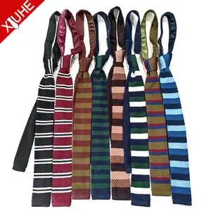Fashion Design maglia cravatta a maglia Skiny righe multicolore cravatta da uomo su misura maglia poliestere cravatte