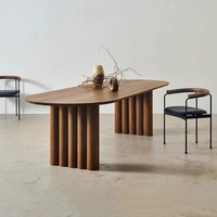 Ensemble table et chaises de salle à manger DISHI, design nordique moderne et luxueux, rectangulaire, couleur noyer, en bois, 6 à 10 places, pour hôtel, école, mobilier