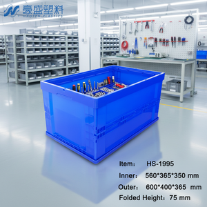 HAOSEN Plastic Folding <strong>Crate</strong> Stackable Durable Lightweight Design Standard Size for Automotive Assembly Line Kanban Card Holder - Product Image 1