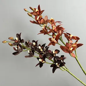 Orchidées artificielles à 11 têtes, toucher réel, pour décorations de remise de diplôme, de Noël et du Nouvel An chinois - Product Image 2
