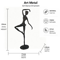 Escultura de Bailarina de Ballet Abstracta de Hierro Fundido, Adorno de Metal con Figura de Chica Bailando, Decoración para el Hogar, Regalo Artesanal