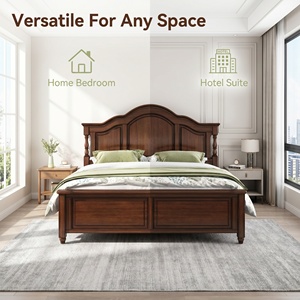 Camas de Madera Clásicas de Diseño Retro Americano, Tamaños de 1.8 Metros y 1.5 Metros, Camas Modernas King y <span class=keywords><strong>Queen</strong></span> para Hotel y Villa, Madera Sólida - Product Image 6