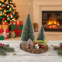Mehrfarbige Mini-Flaschenbürsten-Weihnachtsbäume - Mattierte Sisal-Tannenbäume-Set für Feiertagsdekoration & Tischdeko