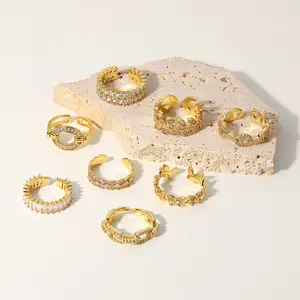 Zakol — anneau en cuivre blanc, en zircone cubique 18k, avec ouverture ajustable pour dames