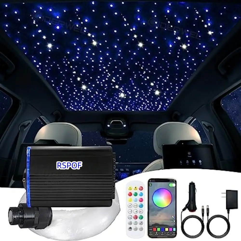 16W RGBW Twinkle APP Remote Control By Phone LED Light Engine with 300pcs 0.03in 9.8ft for star ceiling lighting fiber
